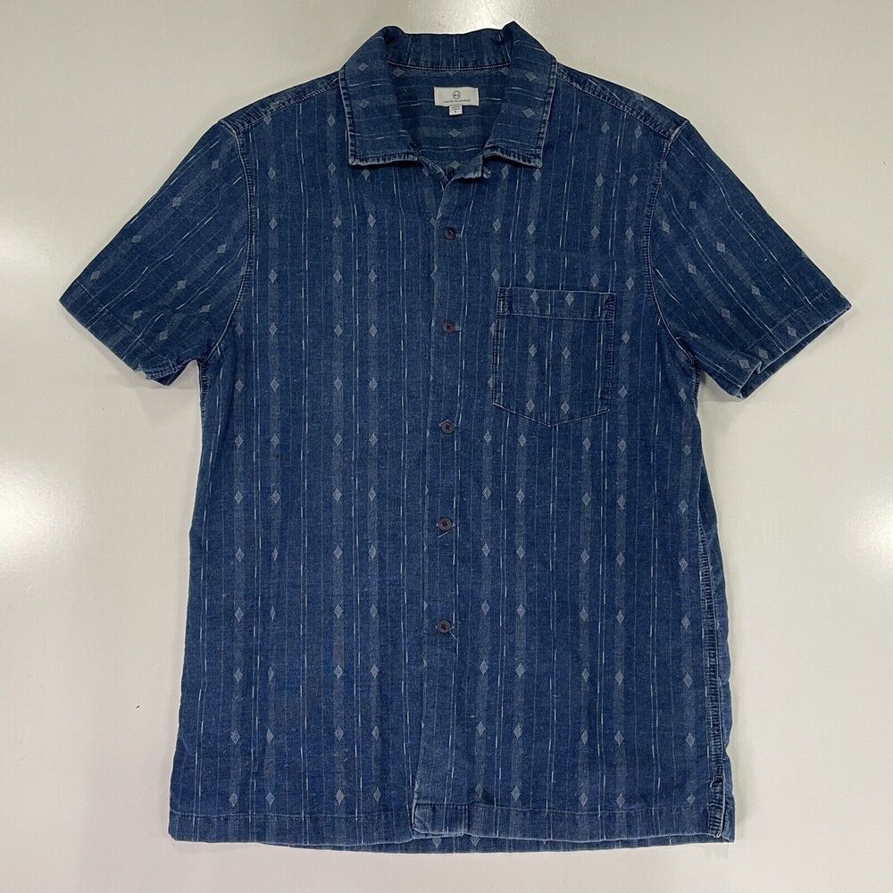Ag Adriano Goldschmied Indigo Blue Short Sleeve Button-Down Shirt